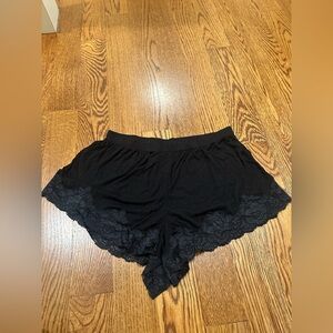 AdoreMe Black Lace Trim Sleep Shorts